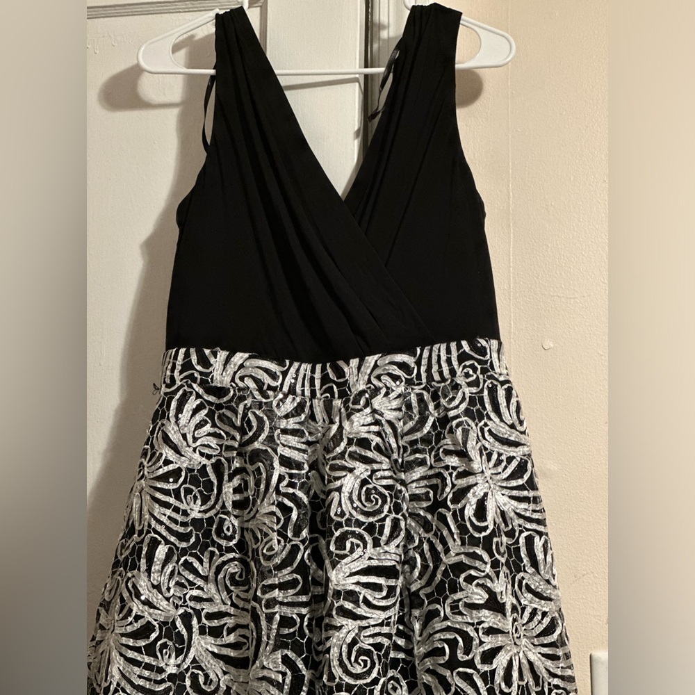 Roz & Ali Womens Black & White Fit & Flare Sleeveless Formal Size: 12